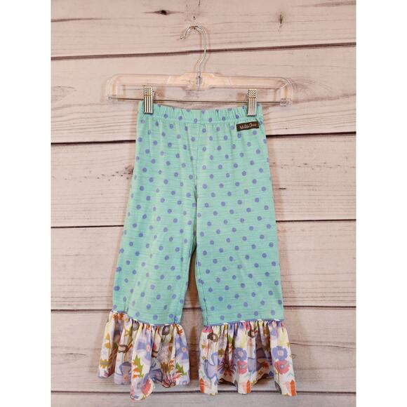 Matilda Jane Other - Matilda Jane Kids Girl Green Polka Dot Elastic Waist Ruffle Hem Pajama Pant Sz 4